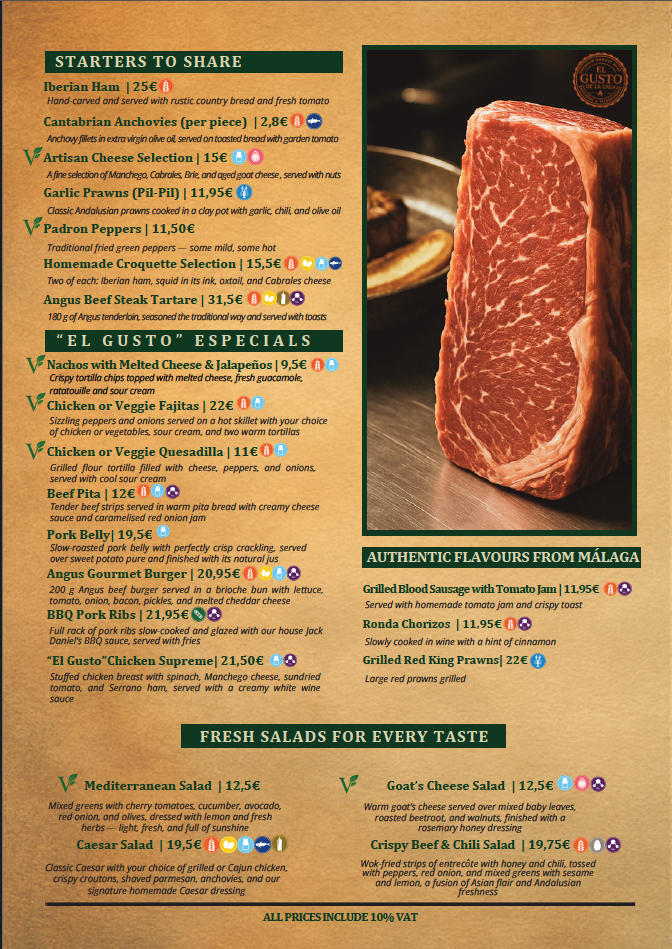 El Gusto de la Cala Menu 1
