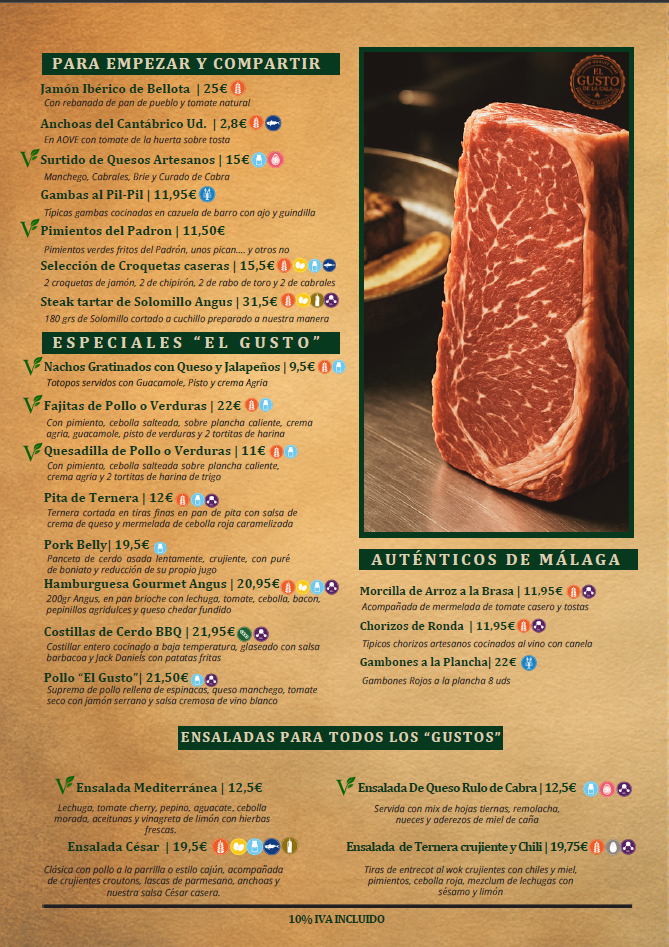 Carta El Gusto de la Cala 1